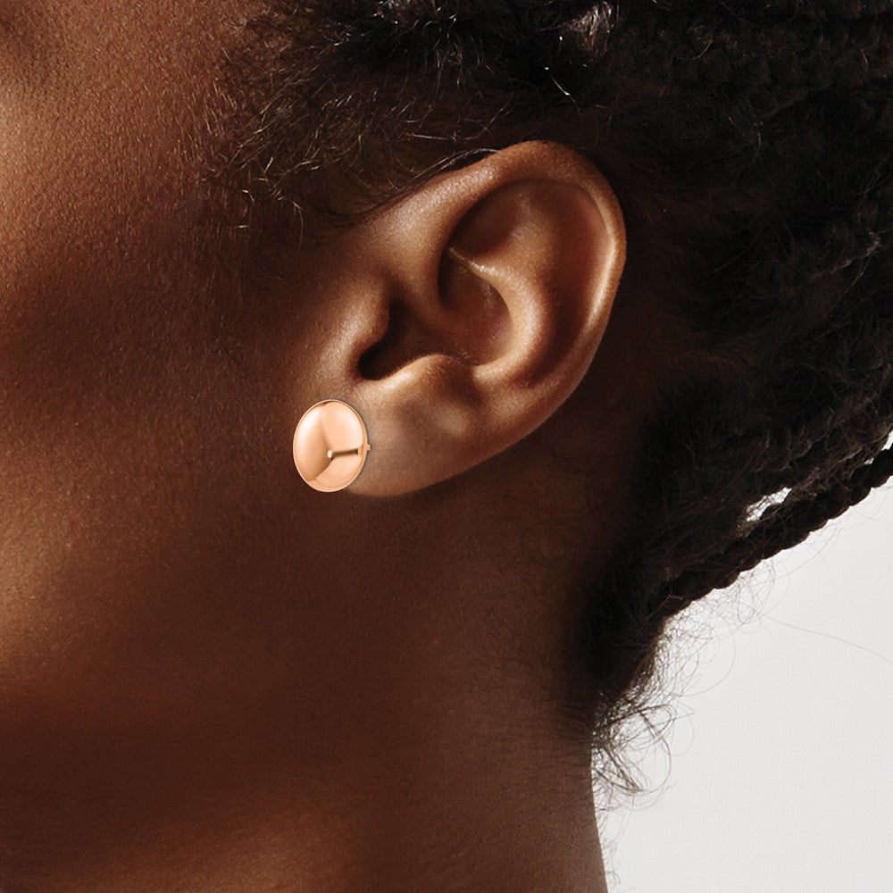 Polished Puffed Round Button Post Earrings - WBC