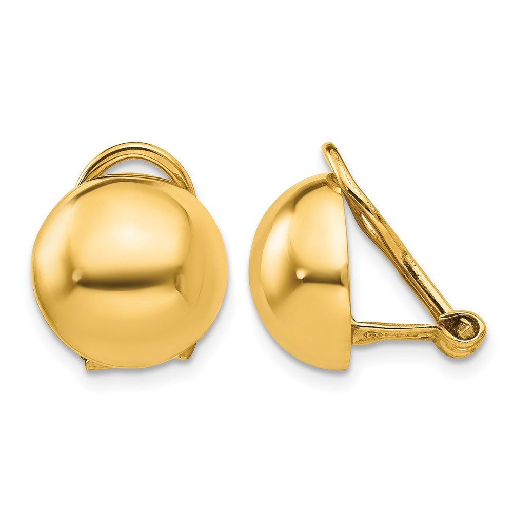 Polished Half Ball Omega Back Non-pierced Earrings - WBC