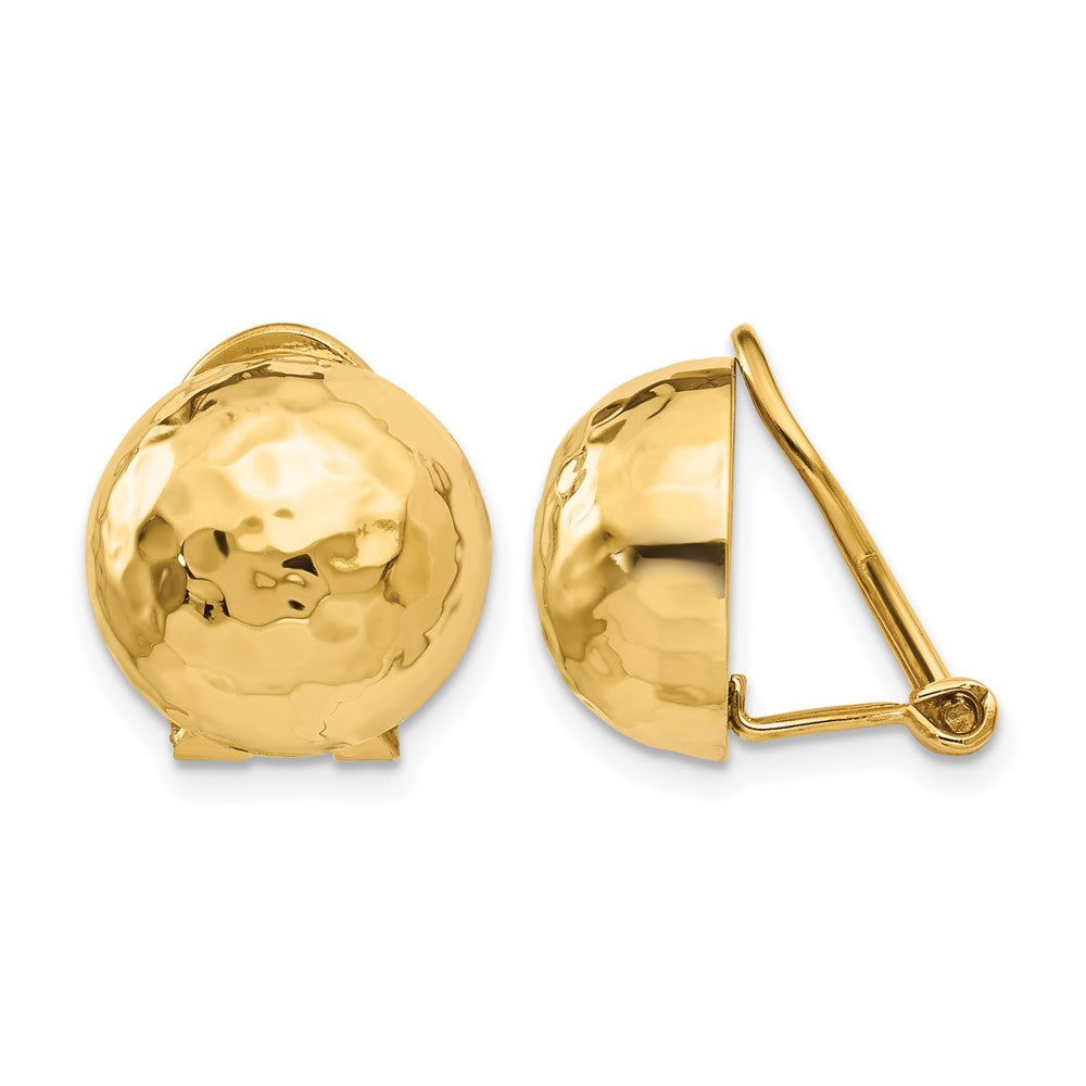 Hammered Half Ball Omega Back Non-pierced Earrings - WBC