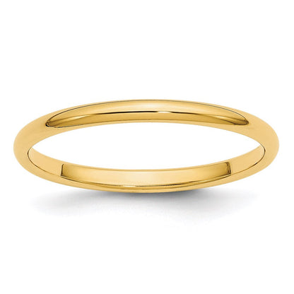 Men's 14K Solid White Gold Half-Round Wedding Band, 2.5mm