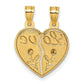 14K Two-Tone Gold Mignon Polished Break-Apart Heart With Love And Roses Pendant