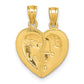 Dolcezza 14K Gold Polished Diamond-cut I Love You 2-Piece Break Apart Heart Pendant