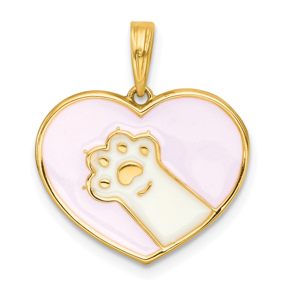 Polished Enamel Paw In Pink Heart Charm - WBC