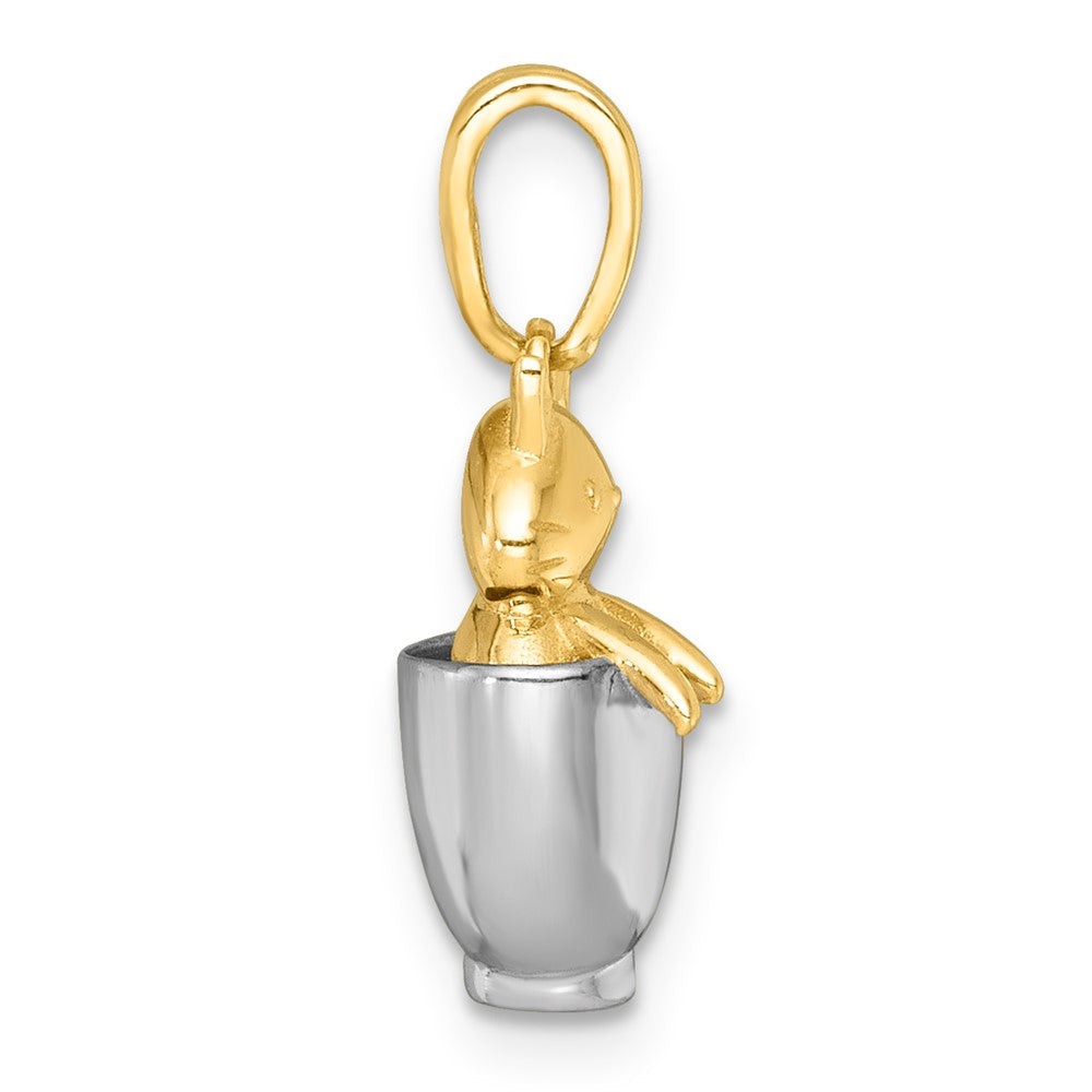 with Rhodium Polished 3-D Cat In Mug Charm - WBC