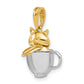 with Rhodium Polished 3-D Cat In Mug Charm - WBC