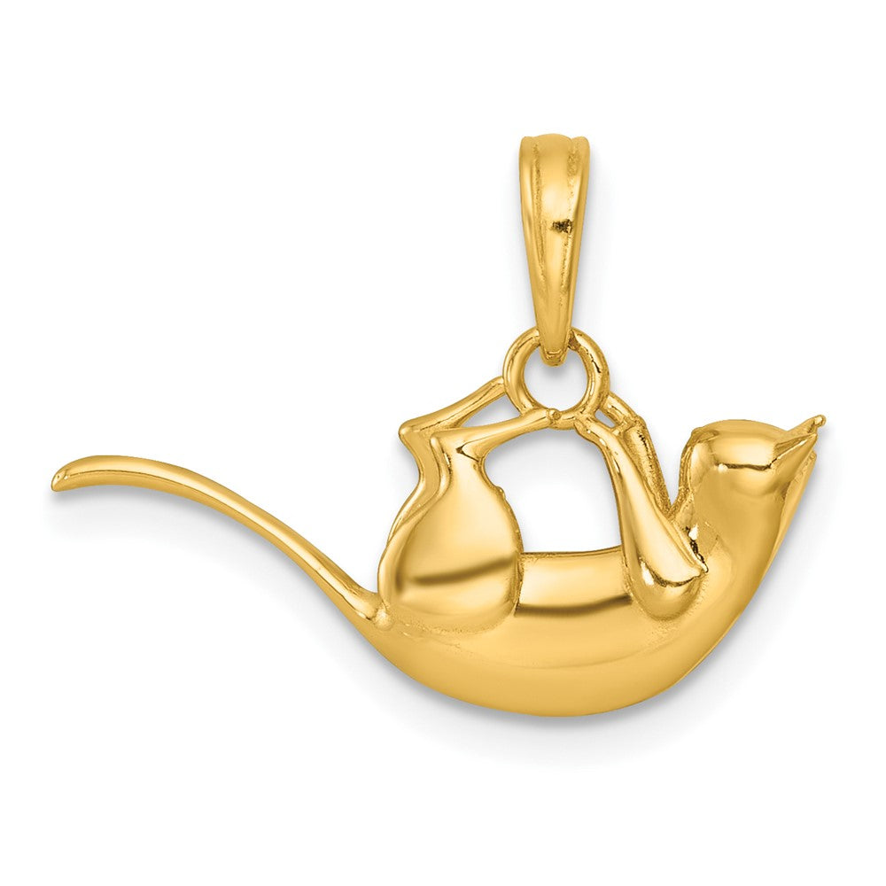 Polished 3-D Cat Hanging Charm - WBC