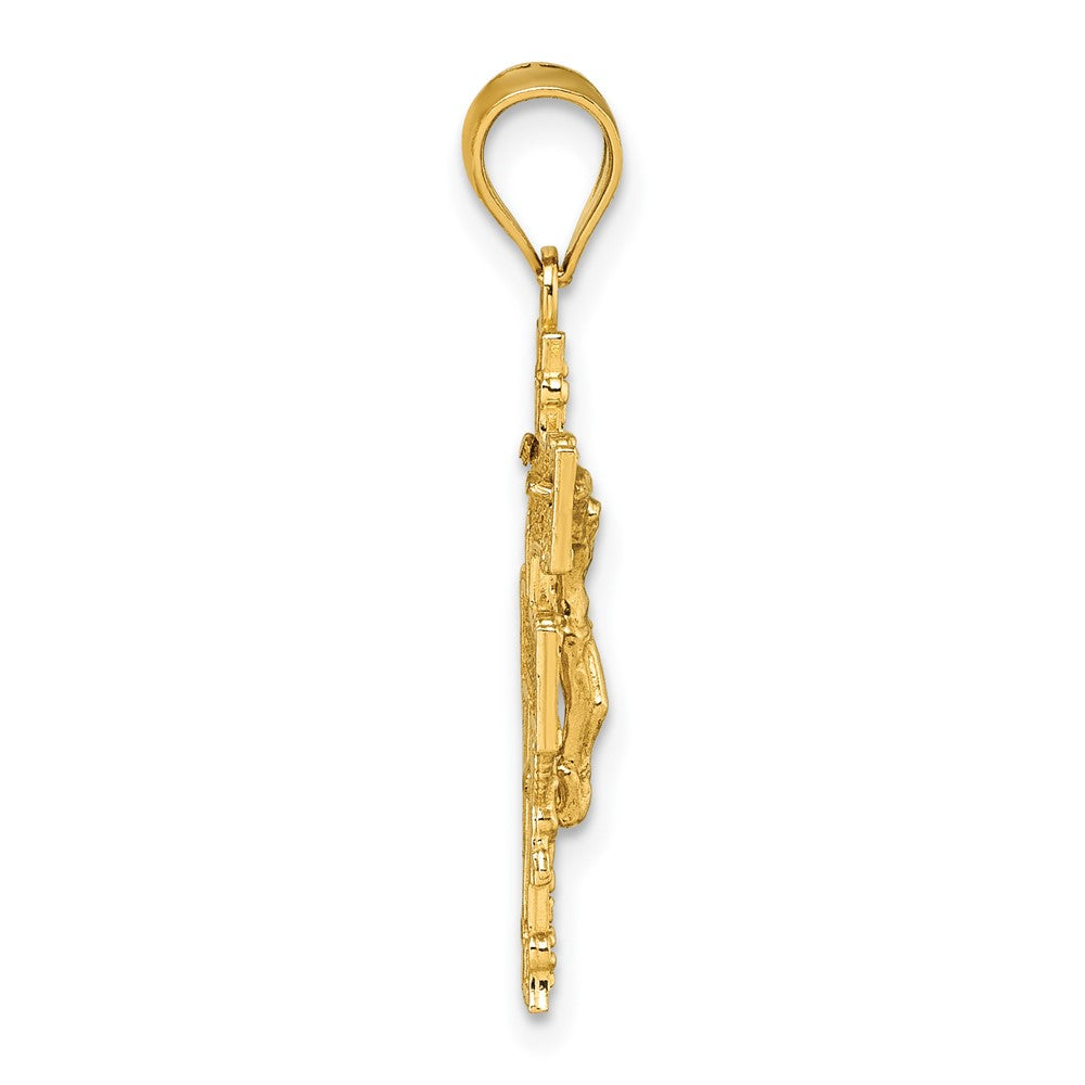 Polished Diamond-cut Cara Vaca Crucifix Pendant - WBC