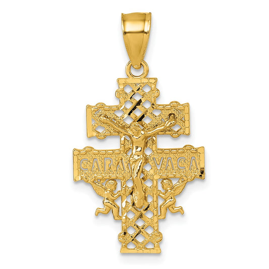 Polished Diamond-cut Cara Vaca Crucifix Pendant - WBC