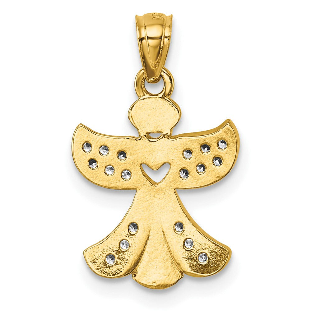 Polished CZ Angel with Open Heart Pendant - WBC