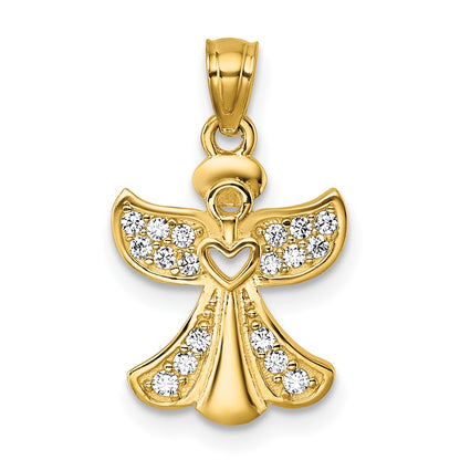 Polished CZ Angel with Open Heart Pendant - WBC