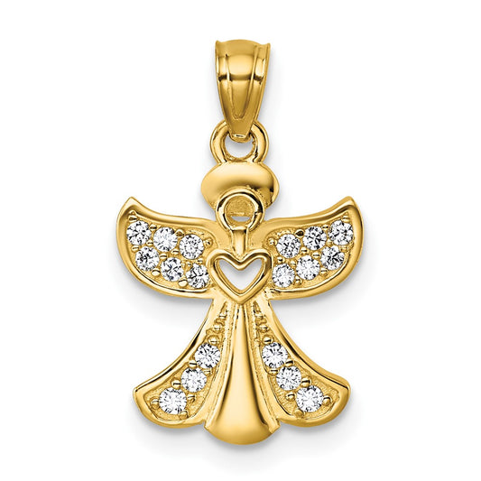Polished CZ Angel with Open Heart Pendant - WBC