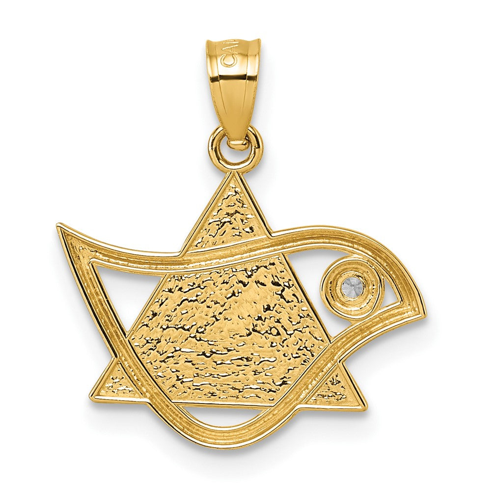 Polished and Textured CZ Bird and Triangle Star of David Pendant - WBC