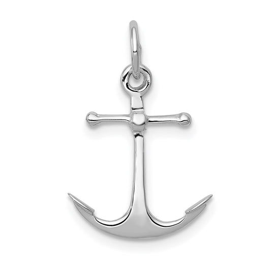 Solid Polished 3-D Anchor Charm - WBC
