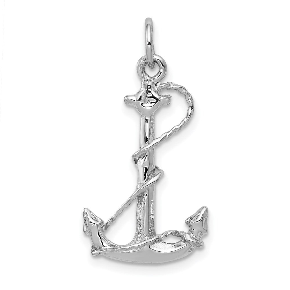 Solid Polished 3-D Anchor with Rope Charm - WBC