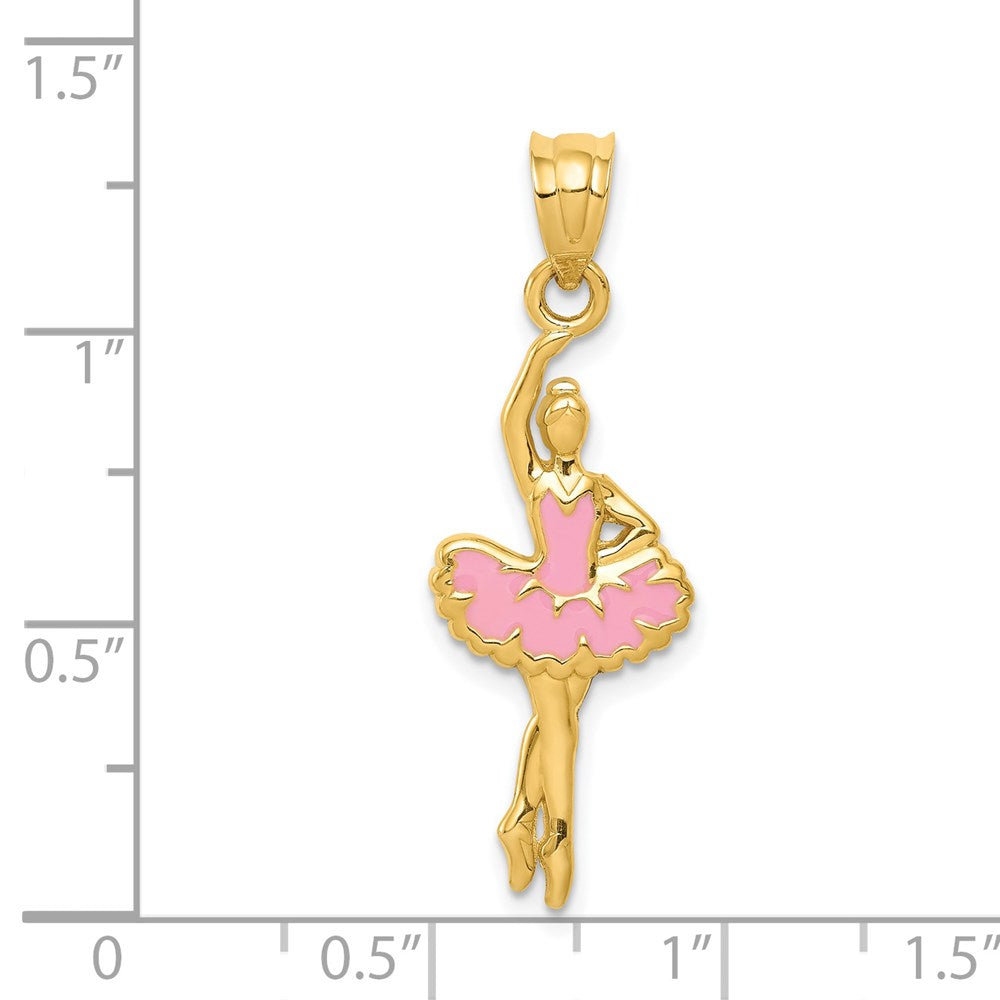 Pink Enameled Ballerina Pendant - WBC