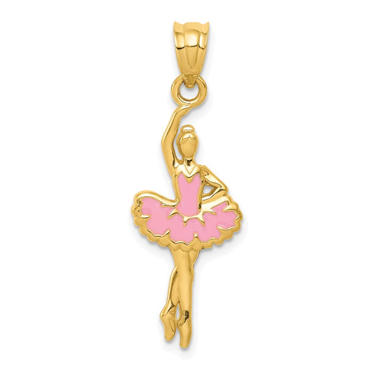 Pink Enameled Ballerina Pendant - WBC