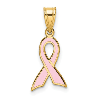 Small Pink Enameled Awareness Ribbon Pendant - WBC