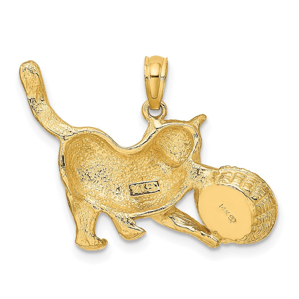 and Rhodium Cat Playing with Yarn In Basket Charm - WBC