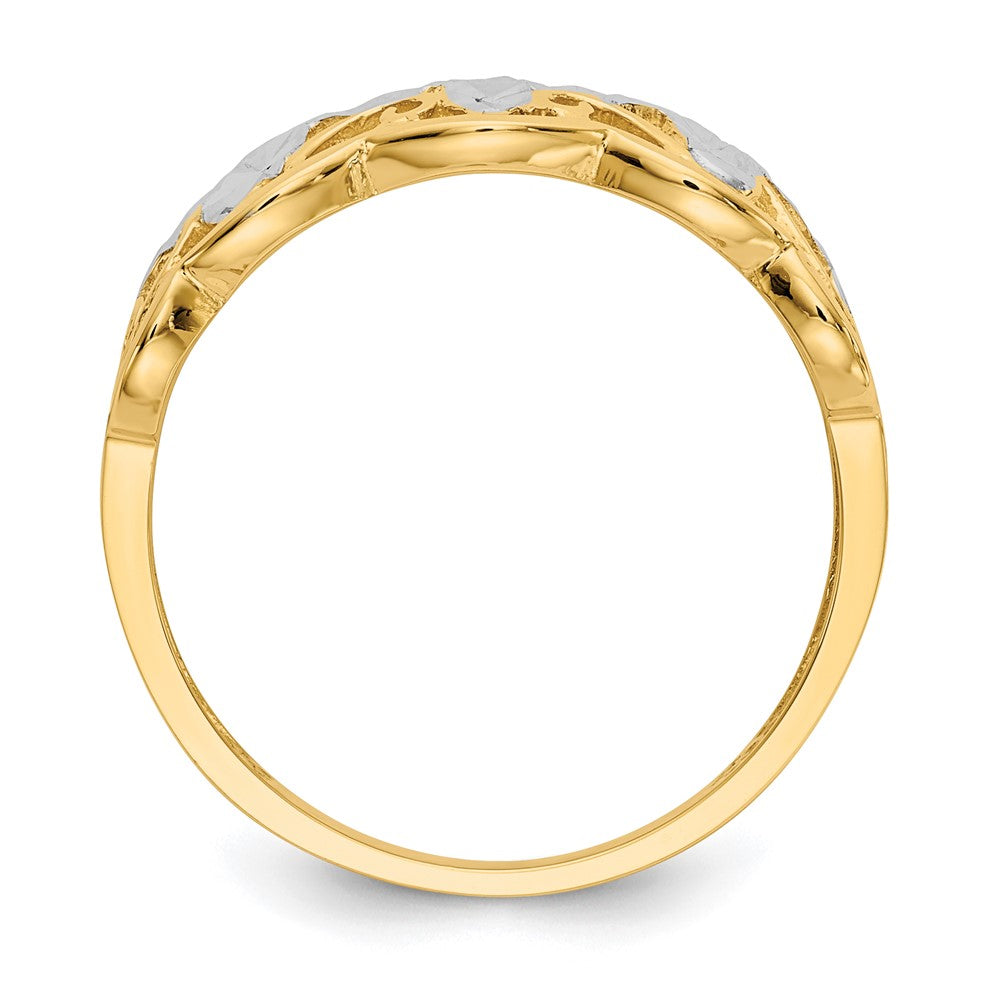 Rhodium Diamond-cut Wave Ring - WBC