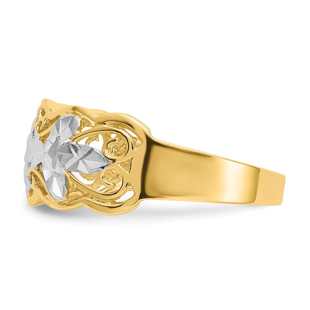 Rhodium Diamond-cut Wave Ring - WBC