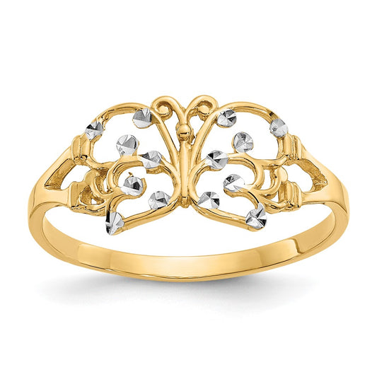 and Rhodium Diamond-cut Butterfly Ring - WBC