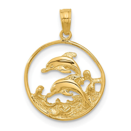 Double Dolphin Circle Pendant - WBC