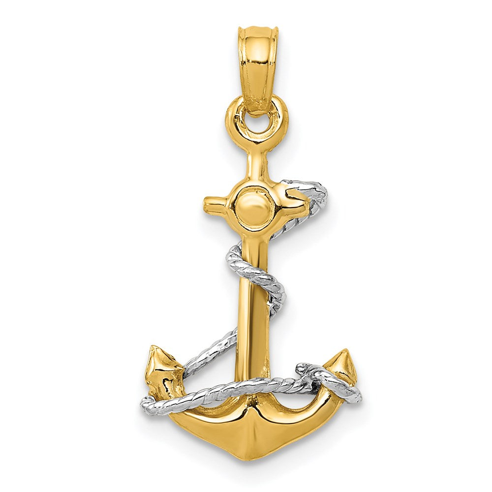 Two-Tone 3-D Anchor with Rope Pendant - WBC