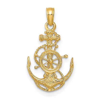 Small Anchor with Rope and Ships Wheel Pendant - WBC