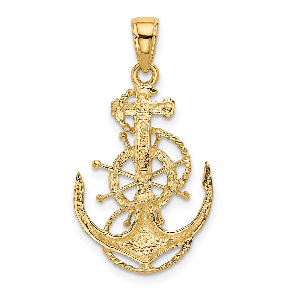 Medium Anchor with Rope and Ships Wheel Pendant - WBC