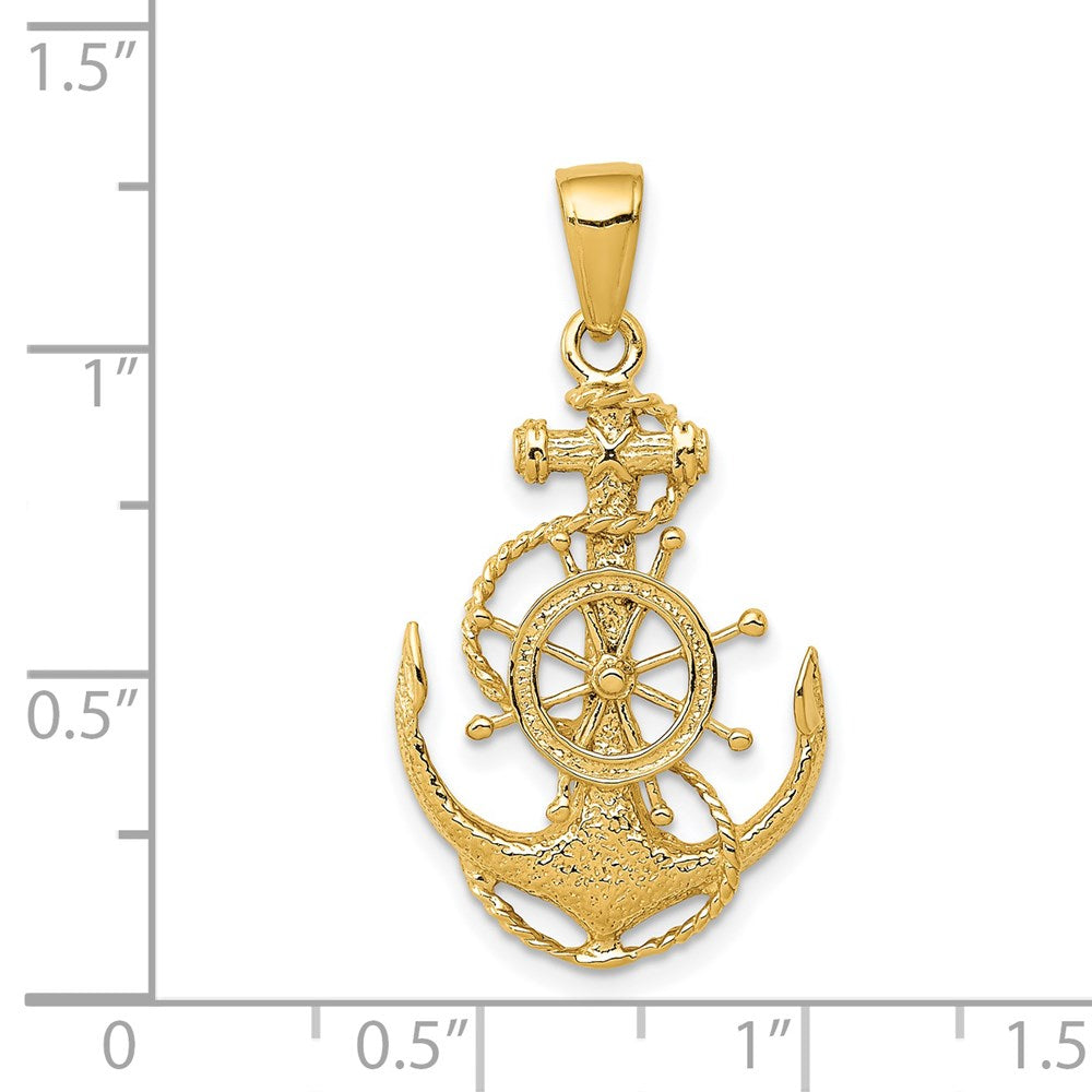 Medium Anchor with Rope and Ships Wheel Pendant - WBC