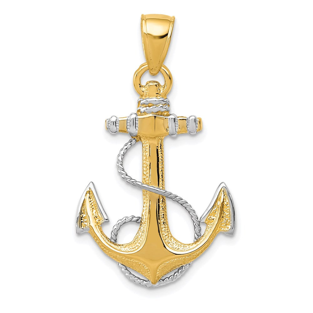 and Rhodium Anchor with Rope Pendant - WBC