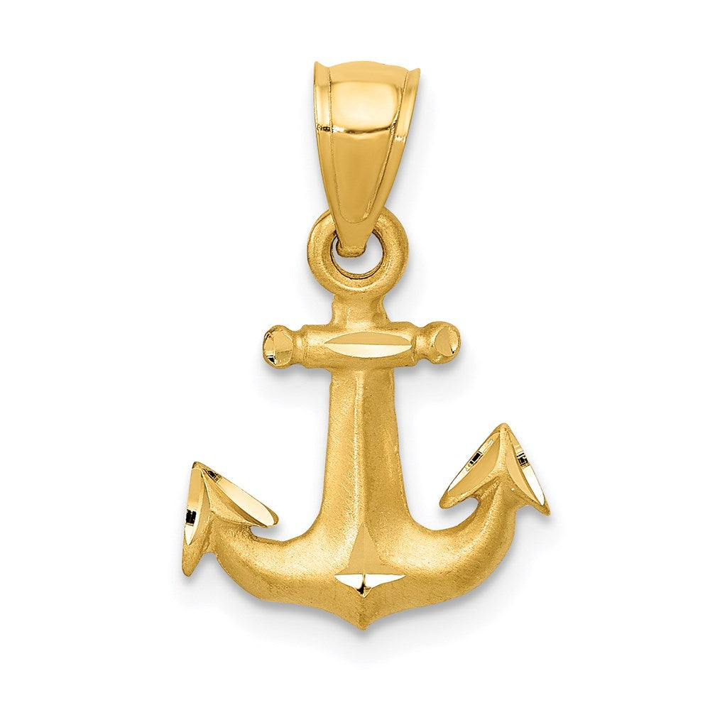 Satin Diamond-cut Anchor Pendant - WBC