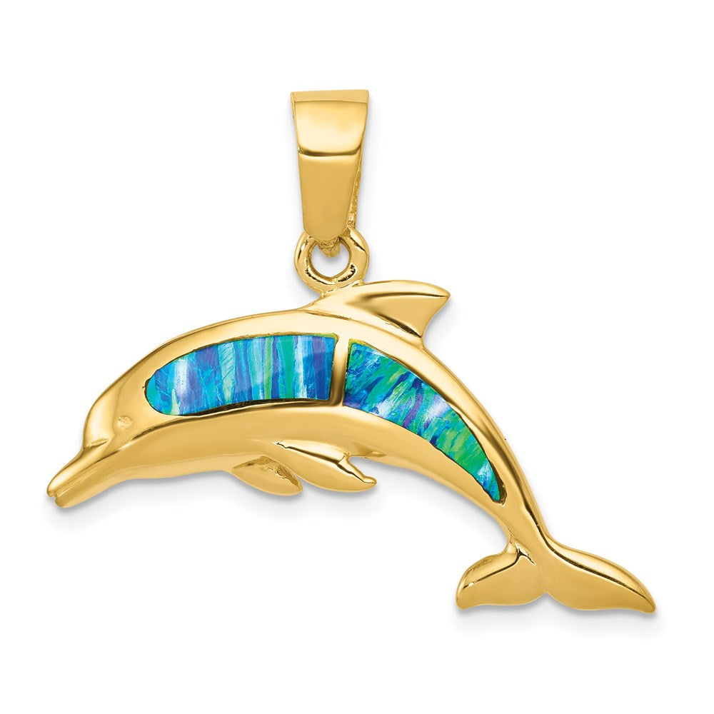 Lab Created Opal Dolphin Pendant - WBC