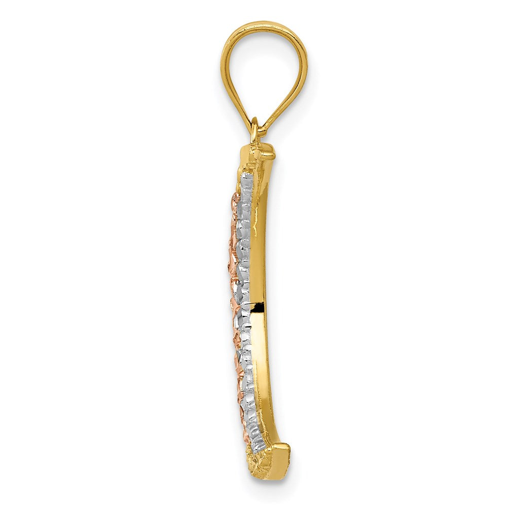 Two-tone with Rhodium Diamond-cut Moon Pendant - WBC