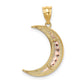Two-tone with Rhodium Diamond-cut Moon Pendant - WBC