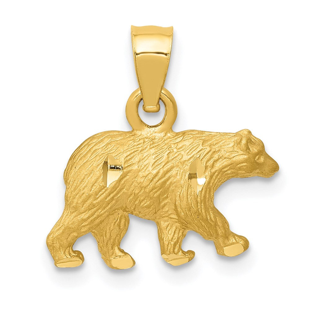 Satin Diamond-cut Bear Pendant - WBC