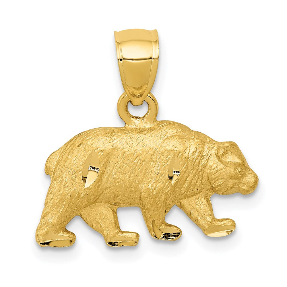 Satin Diamond-cut Bear Pendant - WBC