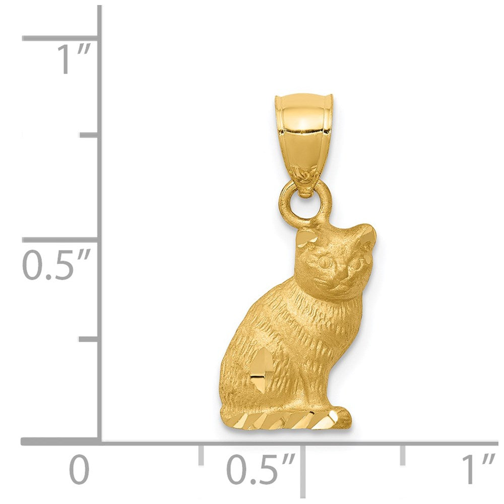 Satin Diamond-cut Cat Pendant - WBC