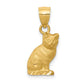 Satin Diamond-cut Cat Pendant - WBC