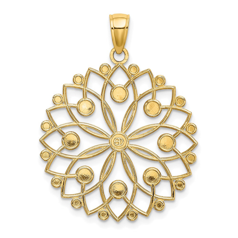 and Rhodium Diamond-cut Flower Pendant - WBC