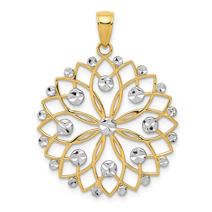 and Rhodium Diamond-cut Flower Pendant - WBC