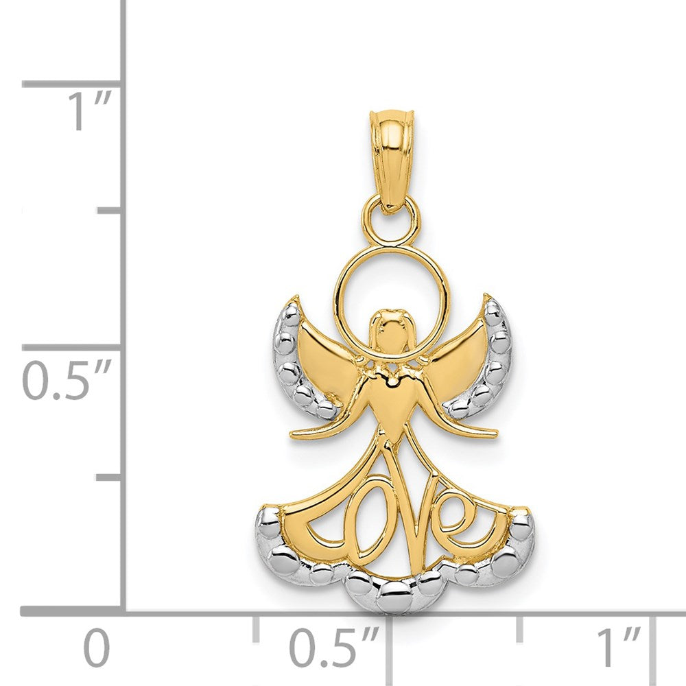 and Rhodium LOVE Angel Pendant - WBC