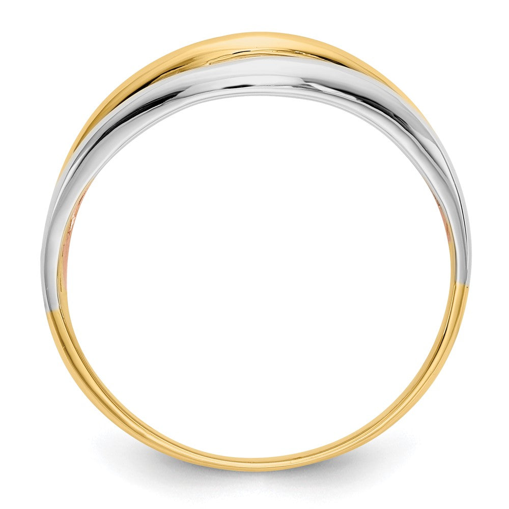 Tri-Color Open Fancy Curved Ring - WBC