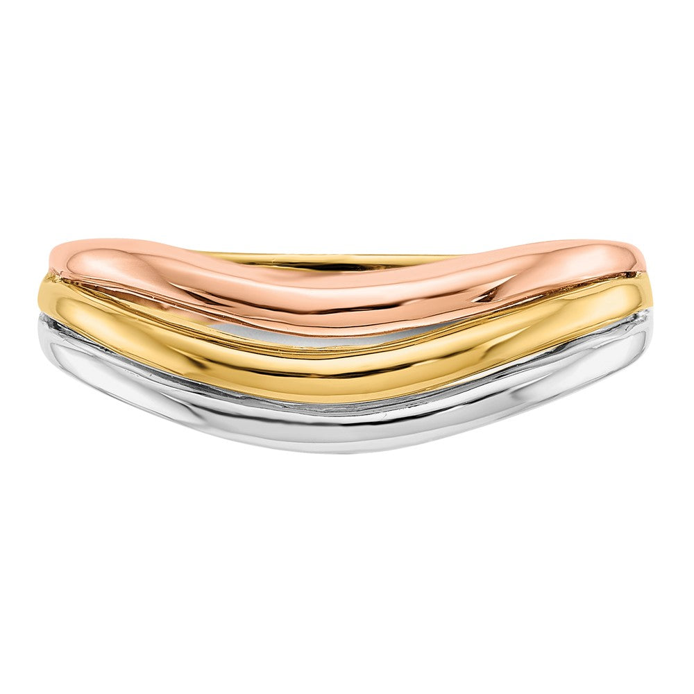 Tri-Color Open Fancy Curved Ring - WBC