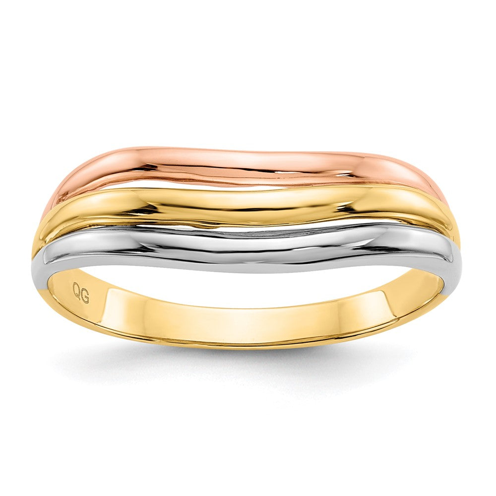 Tri-Color Open Fancy Curved Ring - WBC