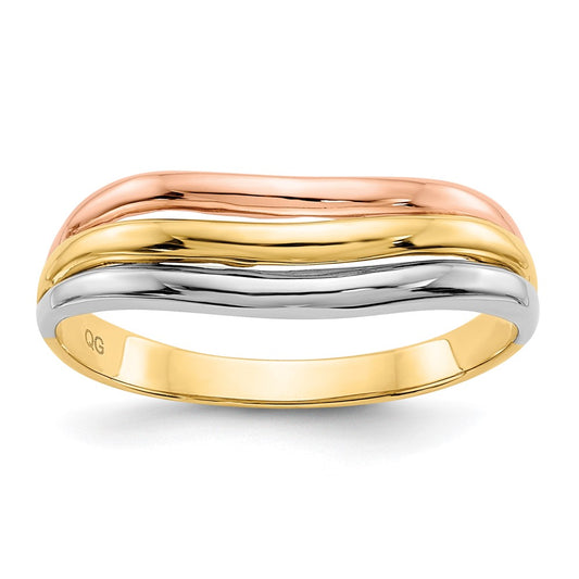 Tri-Color Open Fancy Curved Ring - WBC