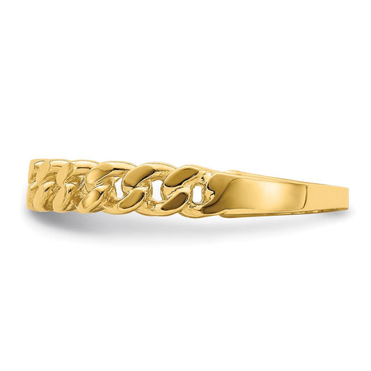 14K Gold Chain Link Wedding Band Ring, 1–3mm Tapered