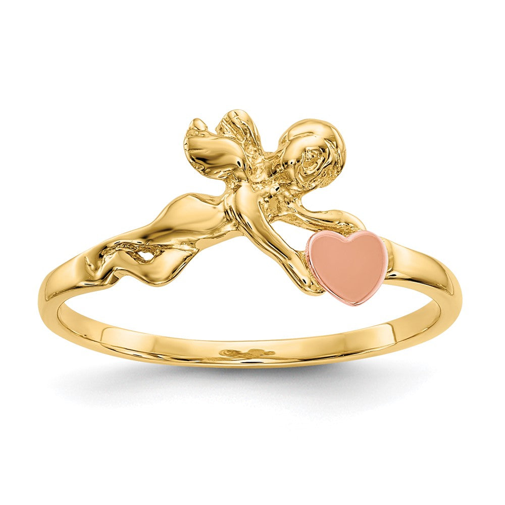 Two-tone Angel and Satin Heart Ring - WBC