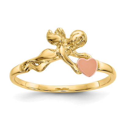 Two-tone Angel and Satin Heart Ring - WBC