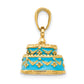 3-D Aqua Blue Enameled HAPPY BIRTHDAY Cake Pendant - WBC